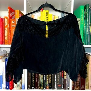 RARE Reformation Black Silk and Lace Top